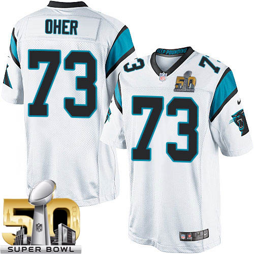 Youth Limited Michael Oher Super Bowl L Nike Jersey White Road - #73 NFL Carolina Panthers